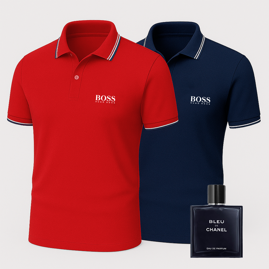 [BUY 1 GET 2] Premiere Polo Shirt Kit – 2 Premium Polos + Free Luxury Fragrance